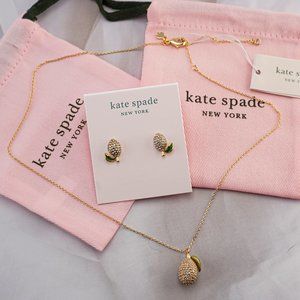 SET of 2: Kate Spade Picnic Perfect Lemon Earrings Necklace Matching Bundle Set